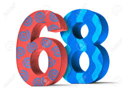 Colorful Paper Mache Number On A White Background - Number 68 ...