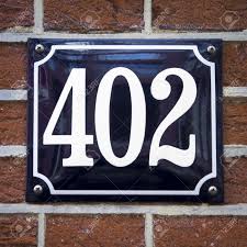 House Number 402 On A Blue Enameled Plate Stock Photo, Picture And ...
