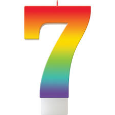 Rainbow Number 7 Birthday Candle 4 3/4in | Party City